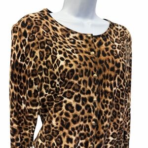 White House Black Market Animal Print Cardigan